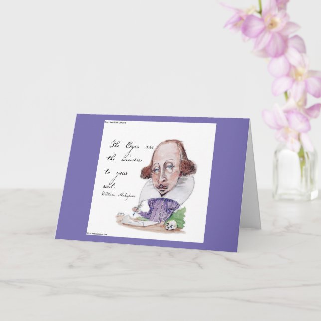 Carte Caricature de Shakespeare & citation de La Tempête (Orchidée)