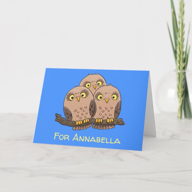 Carte Caricature en trio de chouette (Devant)