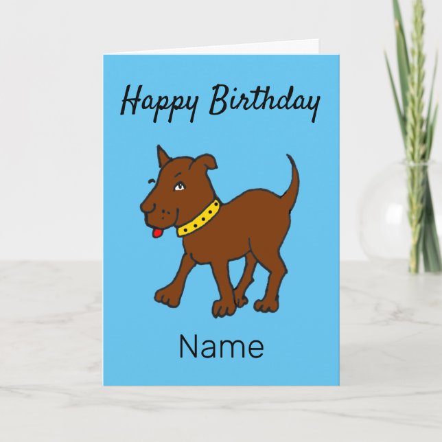Carte Caricature mignonne Chien Brown moche Anniversaire (Devant)