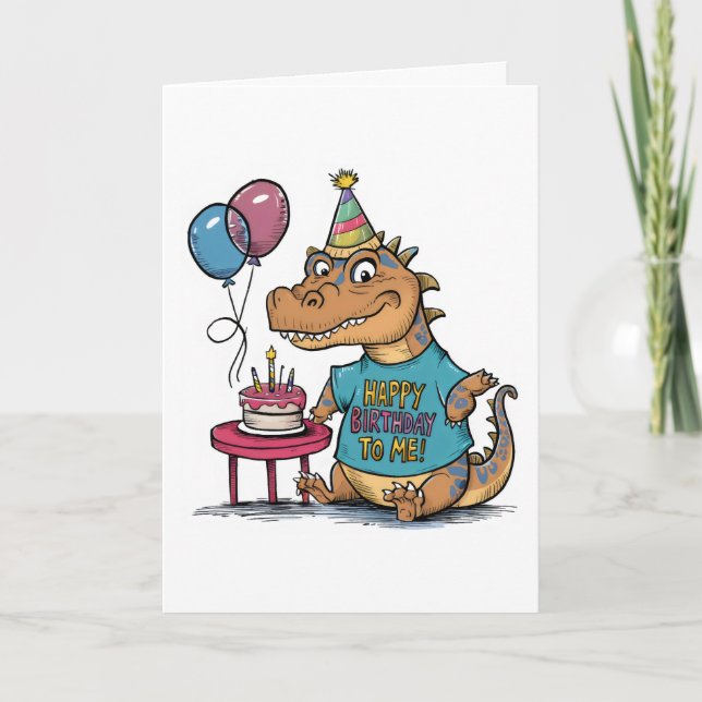 Carte caricature mignonne komodo dragon anniversaire (Devant)