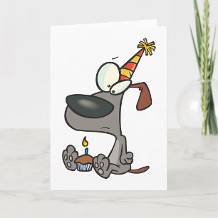 Carte Caricature triste pour chien d'anniversaire avec C