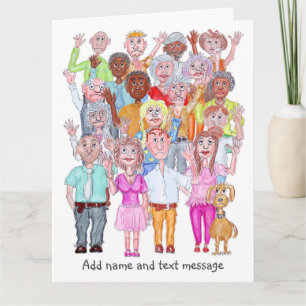 Carte Caricatures de personnes tristes qui agitent la ma