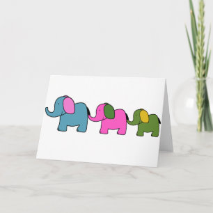 Carte Caricatures d'éléphants colorées