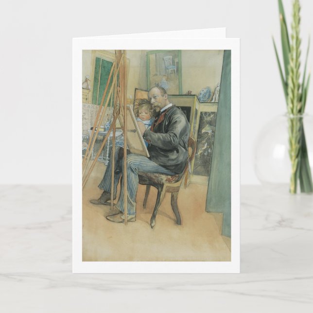 Carte Carl Larsson peignant avec sa fille (Devant)