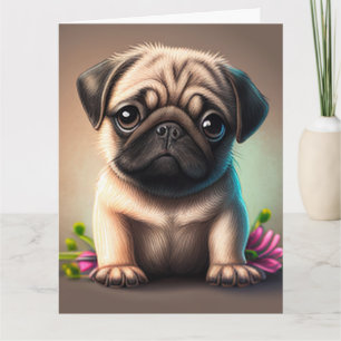 CARTE CARLIN CHIEN ART HAPPY BANTHDAY GREETING CARD