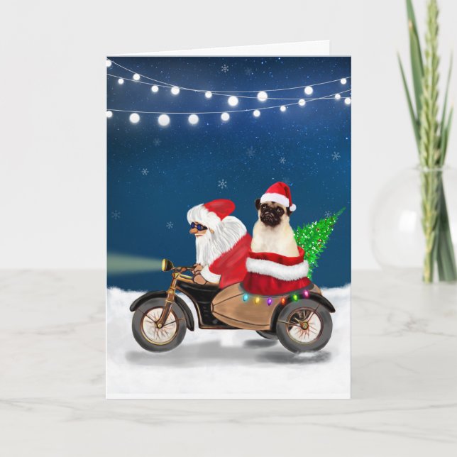 Carte Carlin Chien Noël Père Noël (Devant)