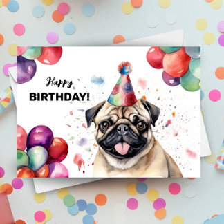 Carte Carlin Chien Portrait Joli Animal Party Casquette