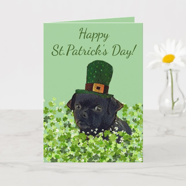 Carte Carlin Chug Dog St. Patrick's Day (Petite plante)