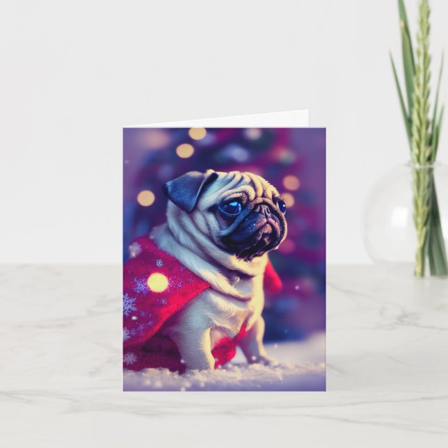 Carte Carlin d'hiver Puppy Grey Card (Devant)