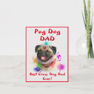 Carte Carlin personnalisé papa chien meilleur fou chien