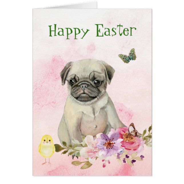 Carte carlin Puppy et Chick Easter (Devant)