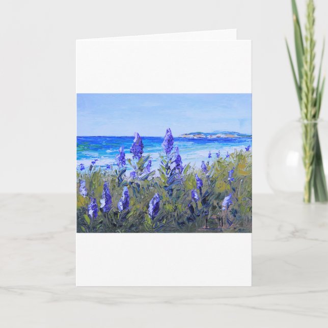 Carte Carmel California, Plage, Lupins, Art Paysage (Devant)