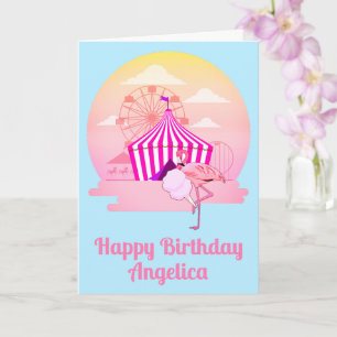 Carte Carnaval de Fête d'Anniversaire de Flamant Rose Am