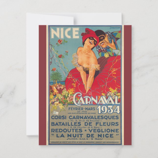 Carte Carnaval de France vintage Nice 1934 (Devant)