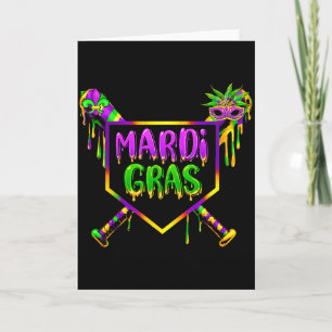 Carte Carnaval Mardi Gras Baseball Masque de Fête Glace 