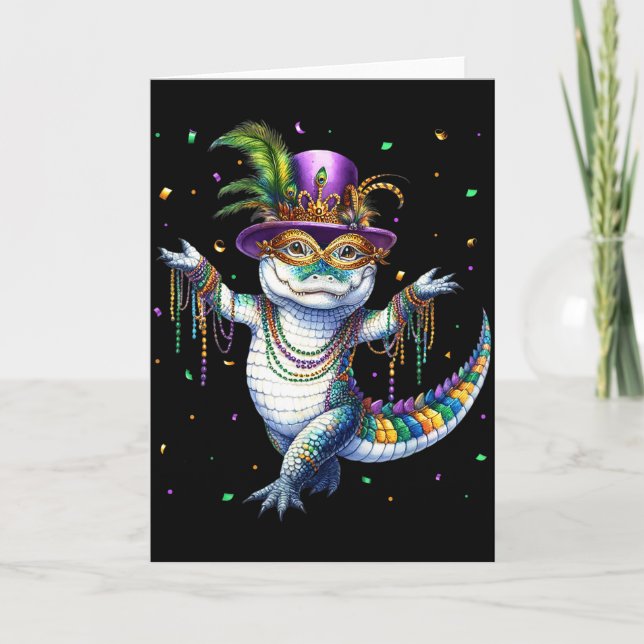 Carte Carnaval Mardigator Mardi Gras Alligator Dansant A (Devant)