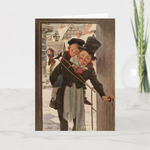 Carte Carol de Noël : Tim et M. Cratchit