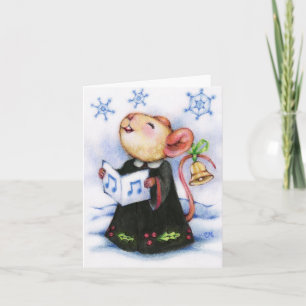 Carte Caroling Christmas Mouse mignonne Animal Grete Car