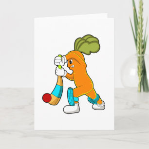Carte Carotte au cricket avec batte de cricket