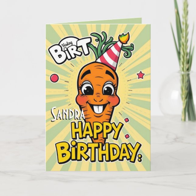 Carte Carotte drôle Joyeux anniversaire (Devant)