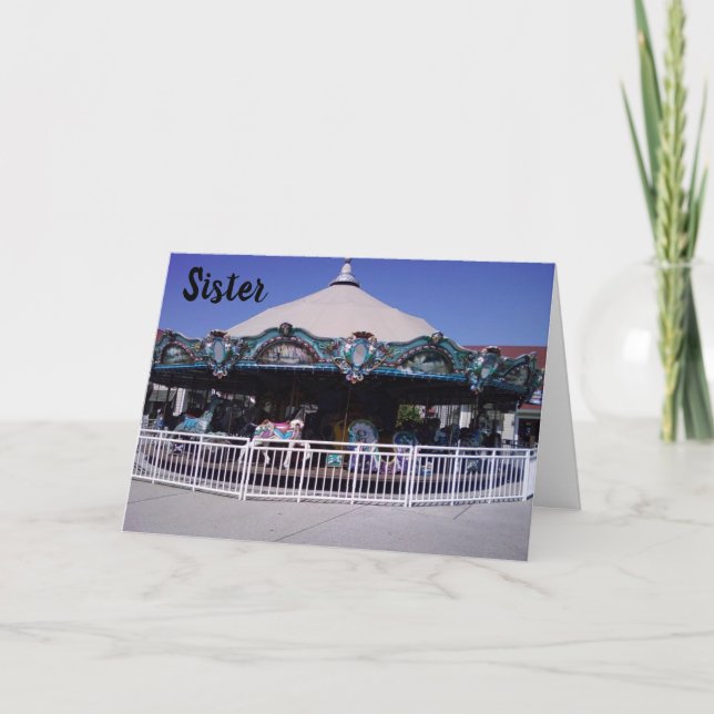 CARTE "CAROUSEL" SISTER MEMORIES ON YOUR BIRTHDAY (Devant)