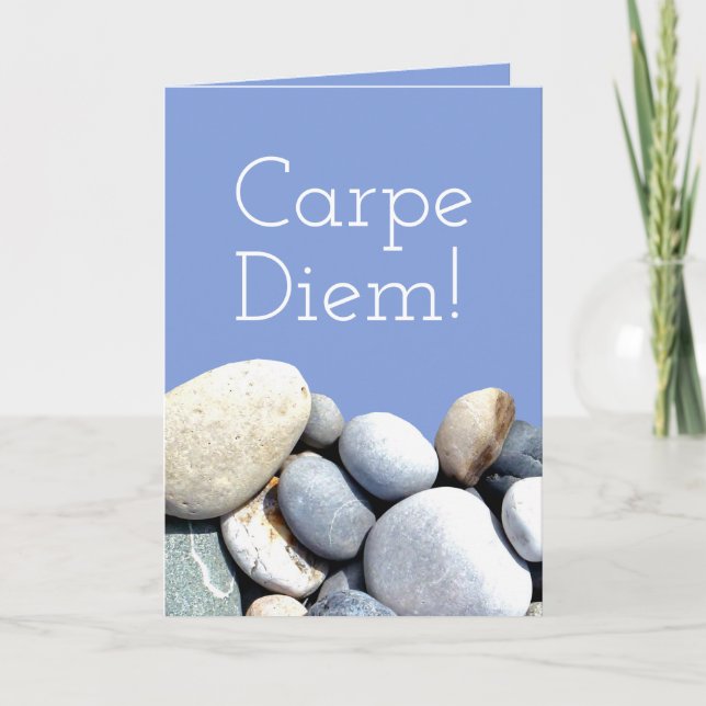 Carte Carpe Diem Motivational Citation Typographie Galet (Devant)
