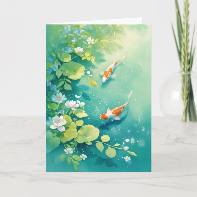 Carte Carpes koï gracieuses dans un étang tranquille (Devant)