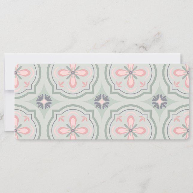 Carte Carreaux Floraux Pastel Vert (Devant)