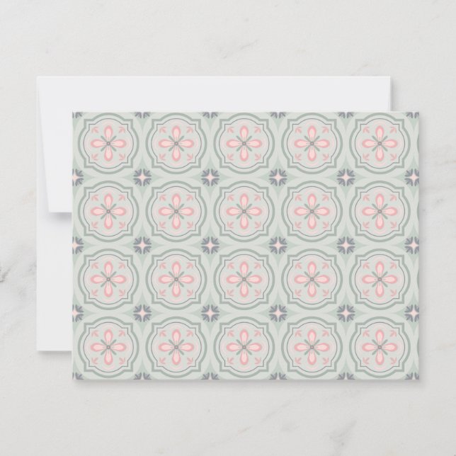 Carte Carreaux Floraux Pastel Vert (Devant)