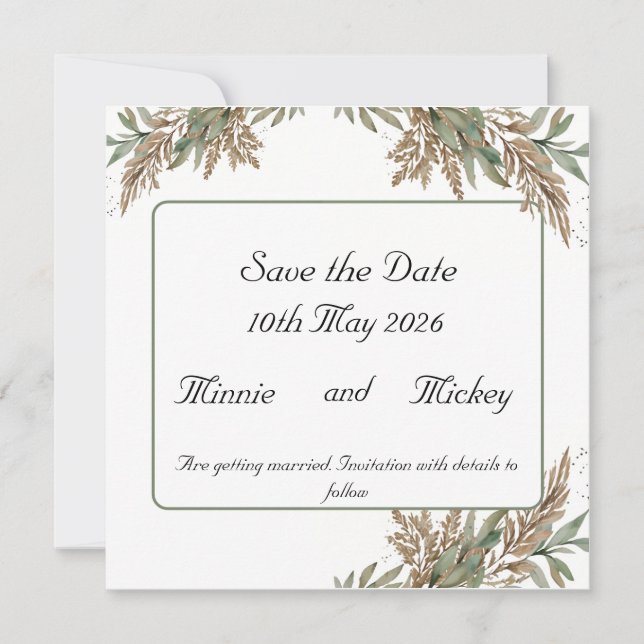 Carte carrée - feuillage vert et marron (Devant)