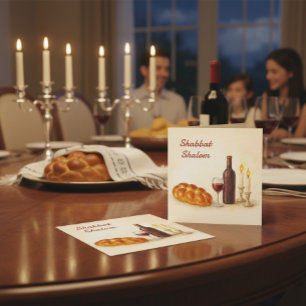 Carte carrée personnalisée Shabbat Shalom avec nom