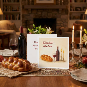 Carte carrée personnalisée Shabbat Shalom avec nom