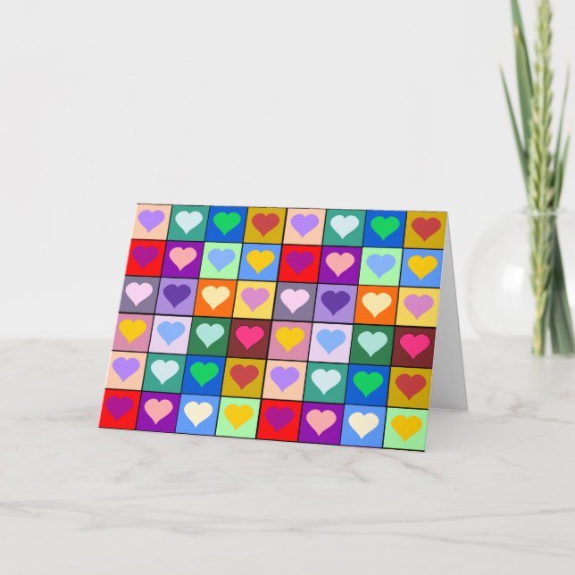 Carte Carrés cardiaques multicolores (Devant)