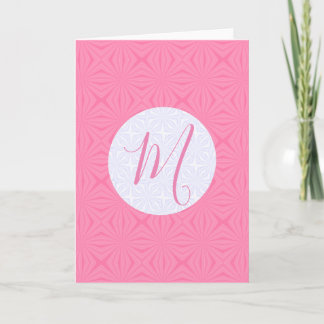 Carte Carrés ondulés rose clair Personnaliser Initiale