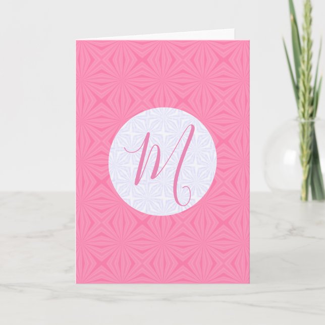 Carte Carrés ondulés rose clair Personnaliser Initiale  (Devant)