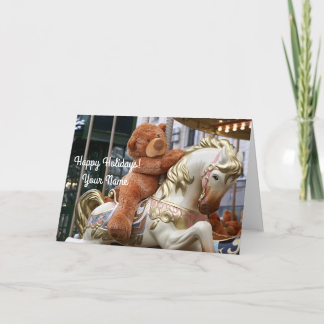 Carte Carrousel avec ours en peluche (Devant)