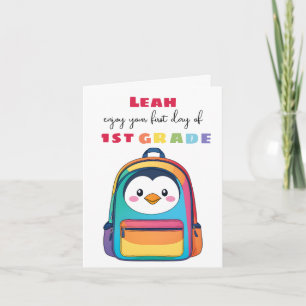 Carte Cartable Pingouin Premier Jour d'École Fils Fille