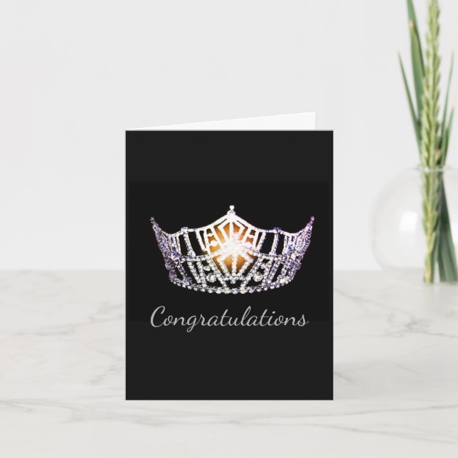 Carte Carte-Congrats argentée de salutation de couronne (Devant)