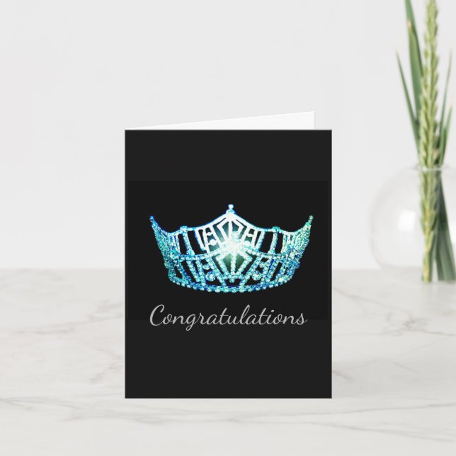 Carte Carte-Congrats de salutation de couronne d'Aqua de (Devant)