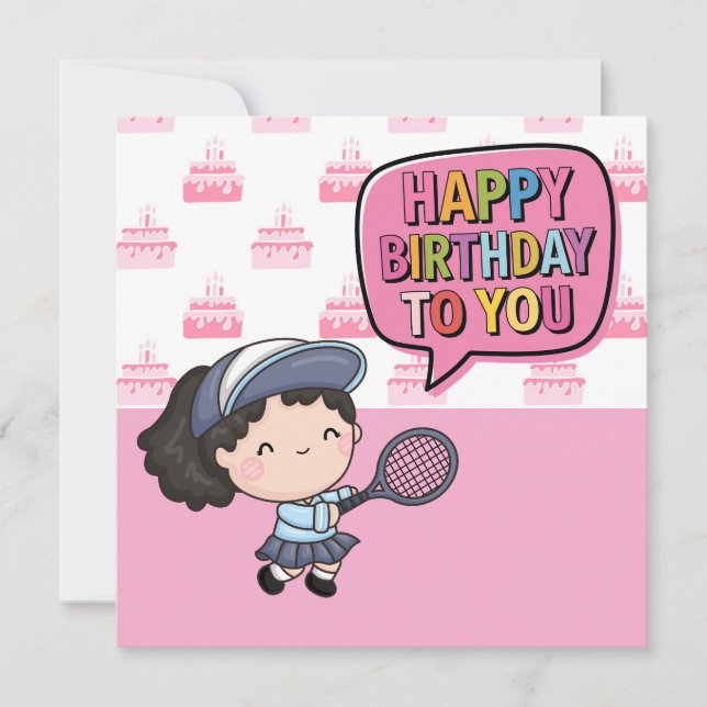 Carte "Carte d'anniversaire à thème de tennis : As & Che (Devant)
