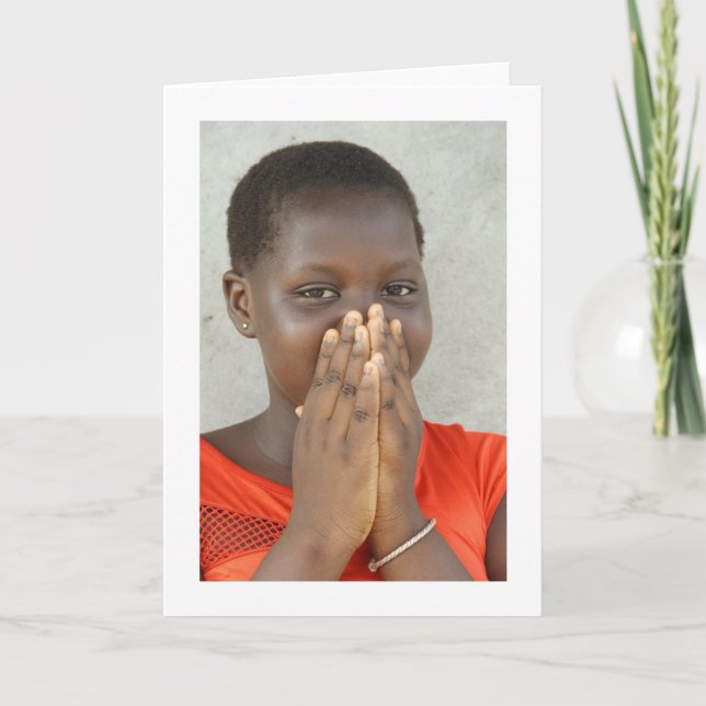 Carte Carte, "fille dans une robe rouge-orange " (Devant)