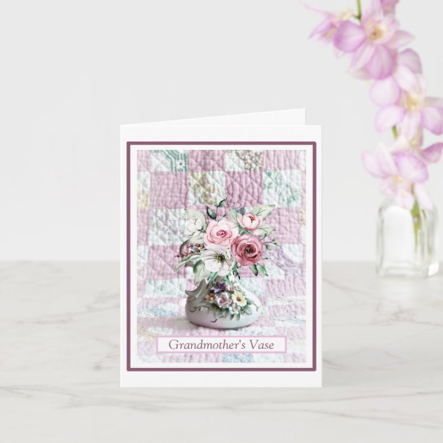 Carte Carte; Pensée pliée du vase de grand-mère de vous (Orchidée)