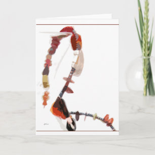 Carte Carte, saluant - corail rouge et verre noir
