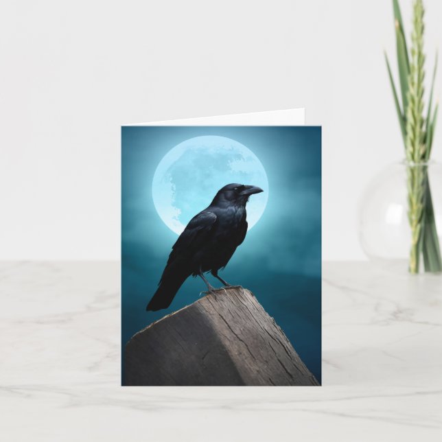 Carte Carton Corbeau-Corbeille Clair-de-Lune (Devant)