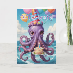 Carte Carton d'anniversaire de pieuvre drôle - Octo-brat