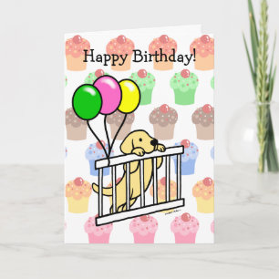 Carte Carton d'anniversaire pour marionnettes du Labrado
