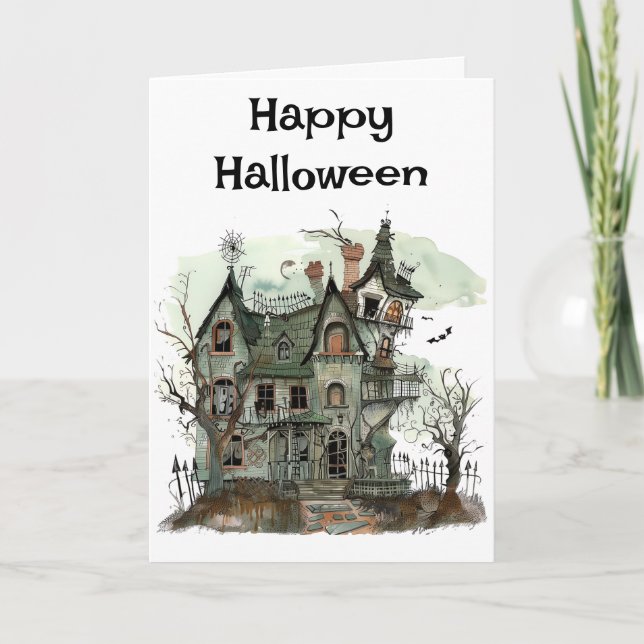 Carte Carton de bienvenue pour une maison hantée Hallowe (Devant)