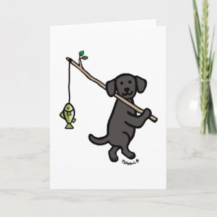 Carte Carton de pêche du Labrador noir