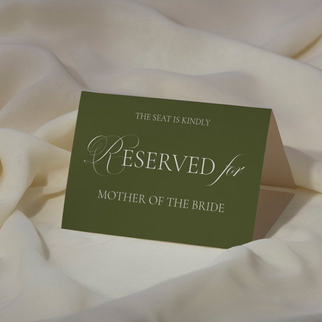 Carte Carton de Table Réservée pour Mariage Vert Olive (Créateur téléchargé)