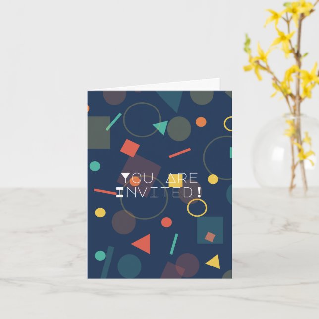 Carte Carton d'invitation d'anniversaire à motif géométr (Fleur jaune)